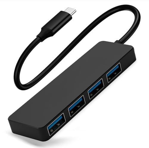 pjp electronics USB C Hub, 4 Ports USB Splitter For Laptop/PC/Macbook, USB Extender with 5Gbps Data Transfer, Ultra Slim Portable USB 3.0 Hub with 1 FEET with Long Cable (Type C 30CM CABLE)