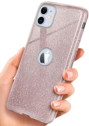ONEFLOW Glitter Case kompatibel mit iPhone 11 Hülle Glitzer Stoßfest, Silikon Schutzhülle dünn, Handyhülle Diamant Strass, Glitzerhülle mit Bling Sparkle - Roségold