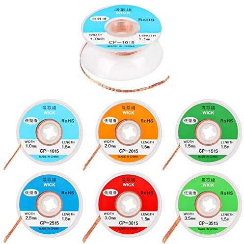 7 Rollen Entlötlitze Entlötdraht Entlötlitze mit Flussmittel Löten Docht Entlöten Braid Draht Entlöten Braid Draht Solder Lötzinn Entferner für Lötkolbenstation (Größe: 1.0/1.5/2.0/2.5/3.0/3.5mm)
