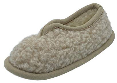 Hollert Damen Hausschuhe aus Merinowolle Foggia warme Hüttenschuhe aus Schafwolle Schuhgröße 36, Farbe Beige