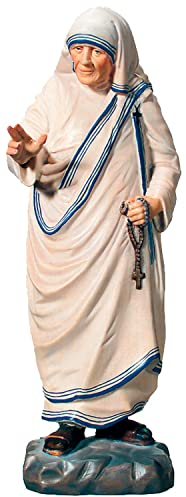 Statue Heilige Mutter Teresa aus Kalkutta H 12 cm Heiligenfigur Holz geschnitzt Figur aus Ahornholz