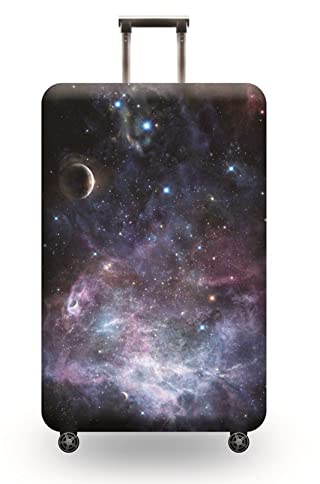 Anawakia Kofferhülle Elastisch Kofferhülle Kofferschutzhülle Gepäck Cover Reisekoffer Hülle Kofferschutz Luggage Cover Gepäckabdeckung Kosmisches Sternenhimmelmuster (Lila,L 25-28 Zoll)