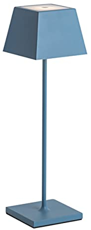 Siesta LED-Tischlampe, tragbar, wiederaufladbar, mit USB-Touch, dimmbar, IP54, Verwendung im Innen- und Außenbereich, Höhe 37 cm, 2,2 Watt, warmes Licht, 2700 K, 200 lm, 9 Stunden Lebensdauer (Blau)