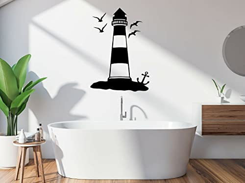 myrockshirt schöner Leuchtturm Anker Möwen 80 x 40 cm Aufkleber Sticker Autoaufkleber