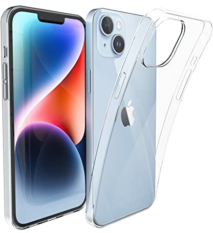 N NEWTOP Custodia Cover Compatibile con iPhone 14 PLUS (6.7), Morbido TPU CLEAR Gel Silicone Anti Graffio Trasparente Slim Sottile Flessibile Case Guscio Posteriore Proteggi (Cover)