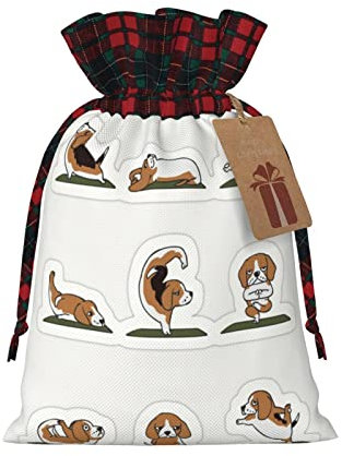 Hunde-Yoga-Geschenktüten mit Kordelzug, große Taschen, Geschenkboxen für Geschenk, Weihnachtsfeier
