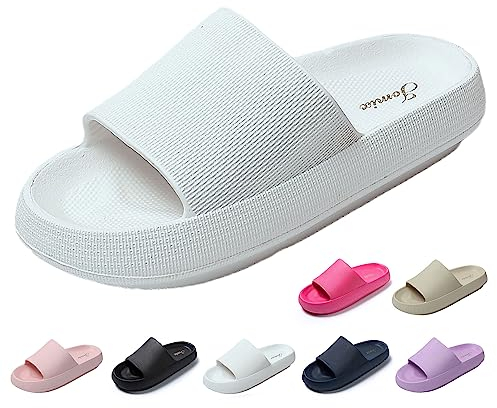 JOMIX Chanclas Mujer Piscina Sandalias Mujer Verano Chanclas con Plataforma Playa Mar Baño Ducha Zapatillas Casa Chanclas Suaves Suela Gruesa, Blanco, 36 EU