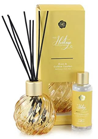 ASHLEIGH & BURWOOD Gold Swirling Jewel Reed Diffuser & Blackcurrant & Cedarwood Gift Set