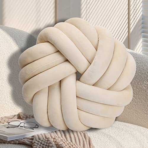 GYCS Knot Cushion, Soft Plush Cushion, Knotted Cushion, Decorative Cushion for Sofa, Bed, Decorative, Knot Cushion, Throw Cushion for Home Decoration, Bedroom, Couch,Champagne,35cm
