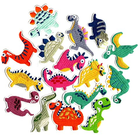 Timesun Zufällige aufbügler bügelflicken kinder bügel patches buchstaben aufbügeln aufnäher Ideal für T-Shirt Jeans Westen Hüte Rucksack Kleidung Vorhang Kissen Zelt (Kleiner Dinosaurier 16 Stück)
