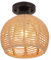 LIGKIN Deckenleuchte Vintage Boho Rattan Lampe Hängelampe E27 Geflochten Lampenschirm Deckenlampe, Ø20CM Rustikal Industrielle Deckenleuchten für Schlafzimmer Kindergarten Flur Korridor