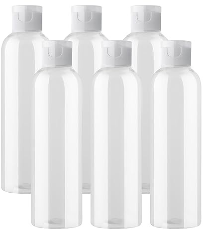 BPZXL 6 pièces 250ml Transparent flacons vides en plastique avec Bouchon à Charnière Transparent Bouteilles Pour Savon Gel Huile essentielle Lotion le shampooing Cosmétique
