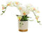 Générique Orchidée Artificielle Orange à Trois Branches en Pot à Fond Doré Phalaenopsis Décoration Fleur en Pot Simulation Blanche Papillon Fleur(Blanc)