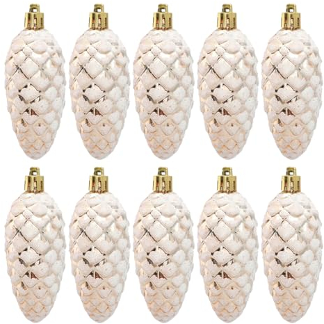 Cozylkx Bemalte Tannenzapfen-Kugeln, 9cm, 10 Stück, Kunststoff, Tannenzapfen-Kugeln, Hängende Anhänger, Weihnachtsschmuck Für Weihnachtsbaum, Heimdekoration