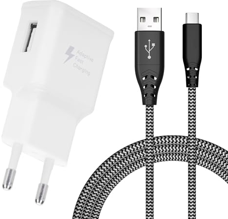 Cargador para Samsung Carga Rapida, Cargador Universal Movil con 2M Cable USB Tipo C Nylon para Samsung Galaxy S23/S22/S21 Ultra/S21+/S20/Note9/S10/S9/A54/A53/A34/A14/Redmi Note 11/10/ 9/8/11T/10T