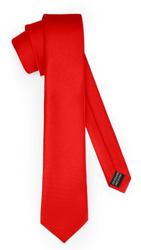 Ladeheid Klassische Herren Krawatte, matt, Perfekt für Büro & Festlichkeiten, Vielfältige Farben - Ideal für Geschäftsmeetings, Hochzeiten TMM-7 (150cm x 7cm, Rot)