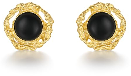 Ohrstecker Silber 925 Damen Ohrstecker Schwarz Gold Ohrringe mit Onyx Achat Geschenkbox für Herren Damen Frauen Manner Mädchen