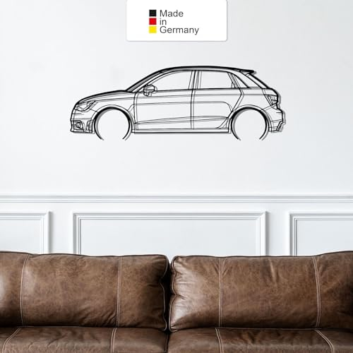 MetalGiftsWorld for AUDI A1, Metall Wandbild, Wanddeko, Auto Silhouette, Metal Car Wall Art (Größe: 100 cm (39))