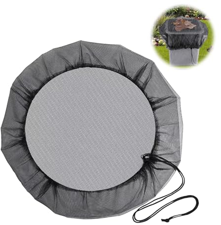 Red Protectora para Barril de Lluvia, Red para Depósito de Agua de Lluvia, Cubierta para Barriles de Lluvia, Resistente a Desgarros, Protege Tu Agua de Hojas, Mosquitos e Insectos, Diámetro 100cm