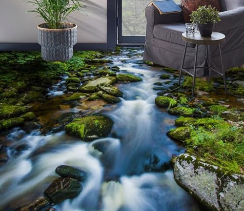 Benutzerdefinierte Boden Wasserdichte Stereo-Aufkleber 3D Outdoor Creek 3D-Bodenfliesen Aufkleber Bodenbelag Tapete Wandbild PVC Wasserdicht selbstklebende Tapete Wohnkultur,430 * 300cm