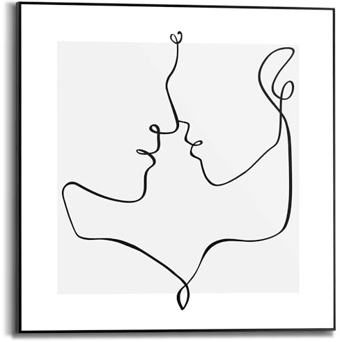 REINDERS Gerahmtes Bild, Love Lines, Schlafzimmer, Poster, Wanddeko, Room Decor, MDF, Schwarz-Weiß, 50 x 50