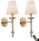 KEFA Rechargeable Battery Operated Wall Sconces with Remotes & Bulbs, American Antique Brass Vintage Fabric Shade Battery Powered Wall Light, No Wiring Wall Lamp for Living Room Hallway Bedroom Porch