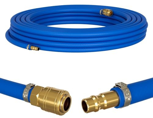 Lumonic 5m Druckluftschlauch mit Schnellkupplung I 6mm I fertig konfektioniert I flexibel, abriebfest und gewebeverstärkt I PVC Druckluftverlängerung I Dose & Stecker