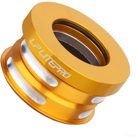 Ultralight Folding Bike Headset with 44MM Built in Sealed Bearing, CNC Processed Design (gold)