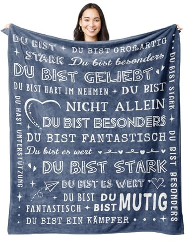 Juratar Geschenke für Frauen Männer, Personalisierte Decke Geburtstagsgeschenk für Frauen, Dankeschön-Geschenke für Freundin Schwester Kollegin, Superweiche Decke aus Flanell (Dunkelgrau)