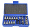 OHMG 34 Pièces Coffret douilles torx femelle 3/8 profil E4-E20, Embout torx étoilé profil T10-T60 en Acier S2, Adaptateur 3/8' à 5/16' CR-V Douille Etoile (34P)