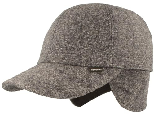 Breiter Herren Winter Baseball-Cap Schirmmütze Baseball Kappe mit Sympatex Membran & ausklappbarem Ohrenschutz – Cap aus Wolle mit weichem Innenfutter