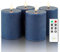 Fanna Flameless LED Pillar Candles with Timer for Wreath, Battery Operated Rustic Wax Candles with Remote for Christmas, 8 Batteries Included - Set of 4 (D 7.5cm x H 10cm) - Dark Blue