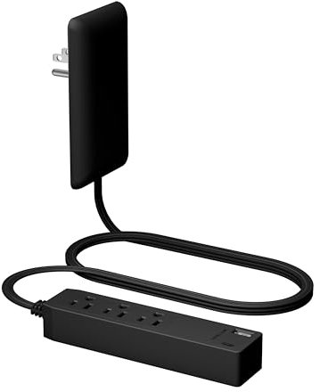 LIDER Outlet Extender with 3 Receptacles, 12W USB Type-A, and USB Type-C, Ultra-Thin Wall Plate Plug with Cord Extender, 3-Outlet Power Strip, Flat-Face, Slim Design, ETL-Listed, 3ft Cord, Black