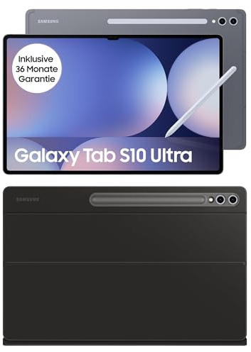 Samsung Galaxy Tab S10 Ultra AI Tablet, Android Tablet, 12 GB RAM, 512 GB Speicher, AMOLED-Display, Antireflexionsbeschichtung, Inkl. S Pen, 5G, Moonstone Gray+Keyboard Cover, Black