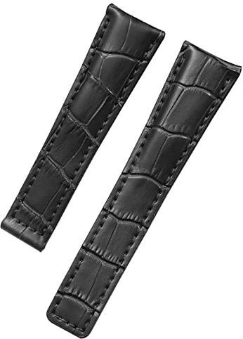 NVVVNX Uhrenarmband aus echtem Leder, 20 mm, 22 mm, für Tag Heuer-Uhrenarmbänder, Herren-Armbanduhren(Black,22mm Silver Buckle)