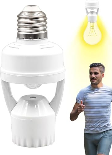 Sensore di movimento | Sensore crepuscolare | Adattatore intelligente E27 – Controllo automatico della luce/off per garage, cantina, Veran-da, ripostiglio, portalampada attivato in movimento