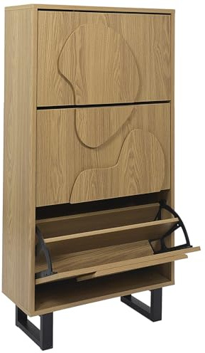 HOME DECO FACTORY Dosenöffner Sicherheits-Dosenöffner aus Edelstahl Silber | Schuhschrank aus Holzwerkstoff, modern, mehrere Fächer, Sitzbankfunktion, Eingangsbereich, braun und schwarz