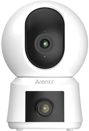 ARENTI P3TT - 3 MP Überwachungskamera für Innenbereiche mit Zwei Objektiven, Schwenk- und Neigefunktion, 2,4 GHz und 5 GHz Dual-Band WLAN, Automatische Verfolgung und Geräuscherkennung