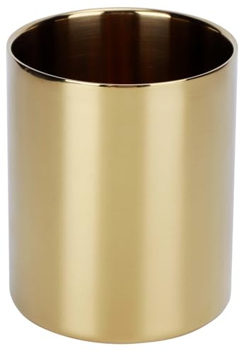 Yosoo Health Gear Stainless Steel Desk Pencil Holder, Multi-Use Organiser for Stationery, Makeup Brushes and Flowers, Home Storage Cup, Gold