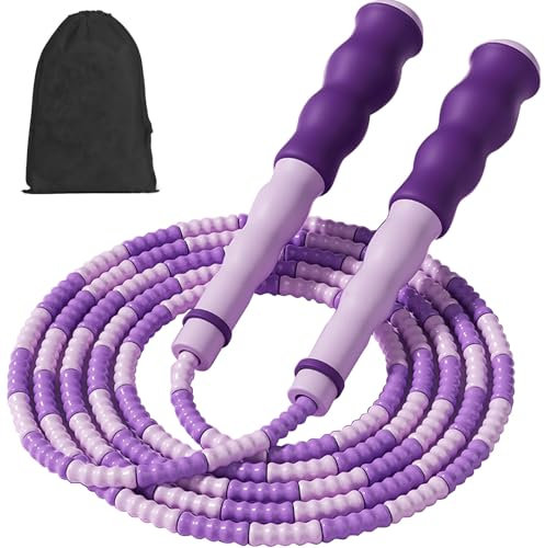 GWAWG 2.8M Corde à Sauter Corde à Sauter à Perles Souple Longueur Réglable Corde à Sauter Poignée Antidérapante Segmentée pour Enfants et Adultes