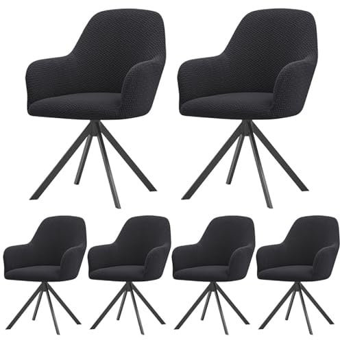 ZRCYXDW Stretch Stuhlhussen Mit Armlehne, Universal Sesselbezug Abnehmbar | Waschbar Stuhlbezug mit Armlehne, Hussen für Stühle, für Esszimmerstühle Drehstuhl Schminktisch Stuhl Küchenstühle-6 Stück