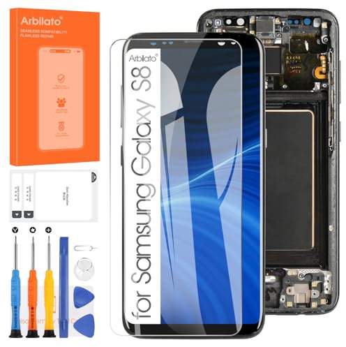 Arbilato Écran LCD pour Samsung Galaxy S8 Écran Remplacement G950F Numériseur Tactile Assemblé avec Outils(Noir avec Cadre)