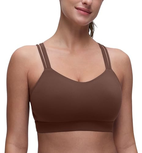 CRZ YOGA Softness Mold Butterluxe D/DD Cup Sports Bra | Molded Cup, Light Support, Yoga, Extremely Soft, Longline, Strappy Back, Scoop Neck, for Women