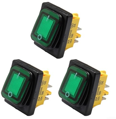 Interruttore a bilanciere 4P 30A, interruttore a levetta impermeabile per auto, camper e applicazioni nautiche (verde)