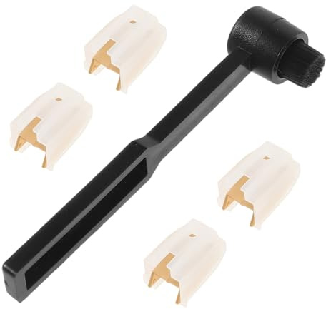 OFFSCH 4 Stück Teiliges Schallplattenspieler-nadel Reinigungsbürste Ovaler Ersatz-stylus mit Aluminiumhalterung Kompatibel für Vintage Plattenspieler Schützt Vinyl und Verbessert