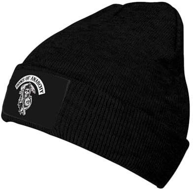 YASTEN NAUIFAT Unisex Anarchy TV Series Sons Samt-Patch Strickmütze Weich Kuschelig Warm Und Stilvoll Häkelmütze Der Perfekte Begleiter Für Den Herbst Und Winter Mehrfarbig Einheitsgröße