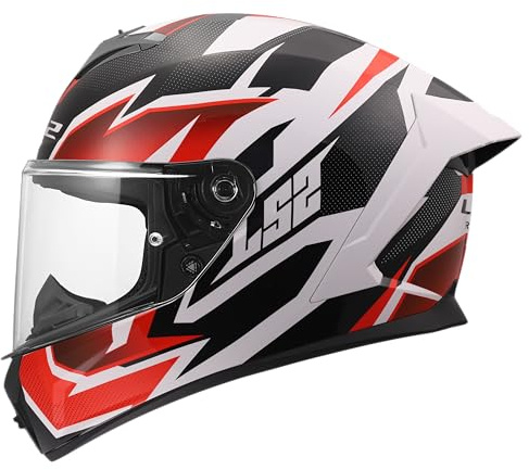 LS2, Integraler Motorradhelm RAPID III XTREM White Black Red, S | 3 Schalengrößen
