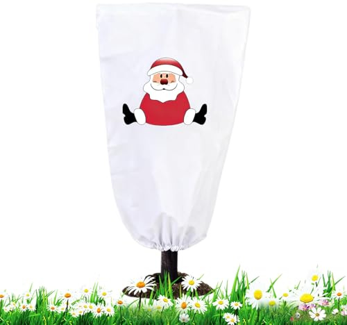 Yhsioaklo Toiles anti-gel pour plantes d'extérieur | Barrière de neige Couverture respirante pour plantes d'extérieur avec design de Noël pour l'hiver Pour arbuste végétal arbre de culture rose