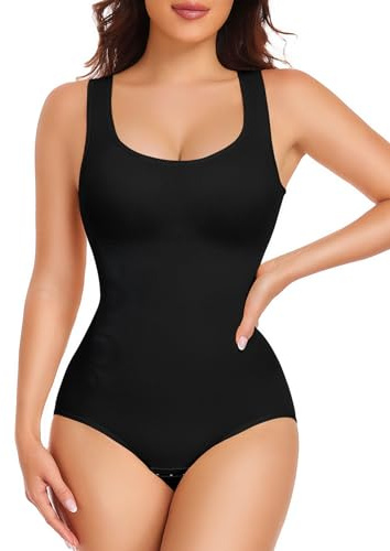 UMIPUBO Body Gaine Minceur Femme Ventre Plat Gainant Amincissante Bodysculpt Invisible Sculptant Shapewear Bodysuit Col U Minceur avec Coussinets Amovibles Débardeur Gainant