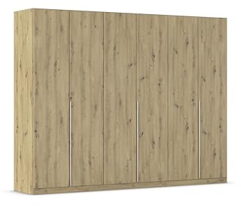 Rauch Möbel Alabama, Kleiderschrank, Farbe Eiche Artisan, Breite 271 cm | Schrank, 6-türig, Zubehör Premium, für Schlafzimmer, Kinderzimmer, Garderobe, Flur